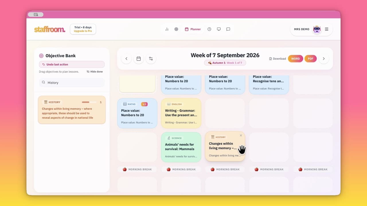 Walkthrough video of Objectives and the Planner